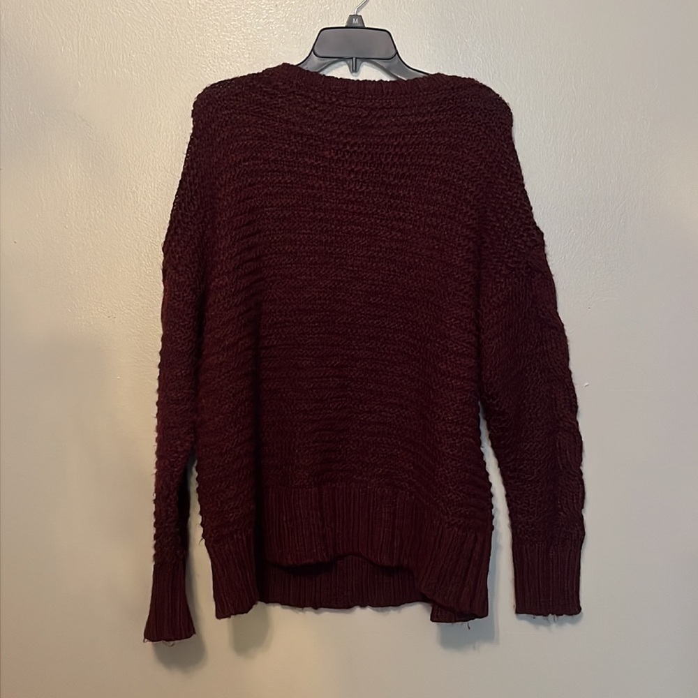 AMERICAN EAGLE Knitted Sweater Maroon Drop Shoulder Womens Size XL - Picture 5 of 7